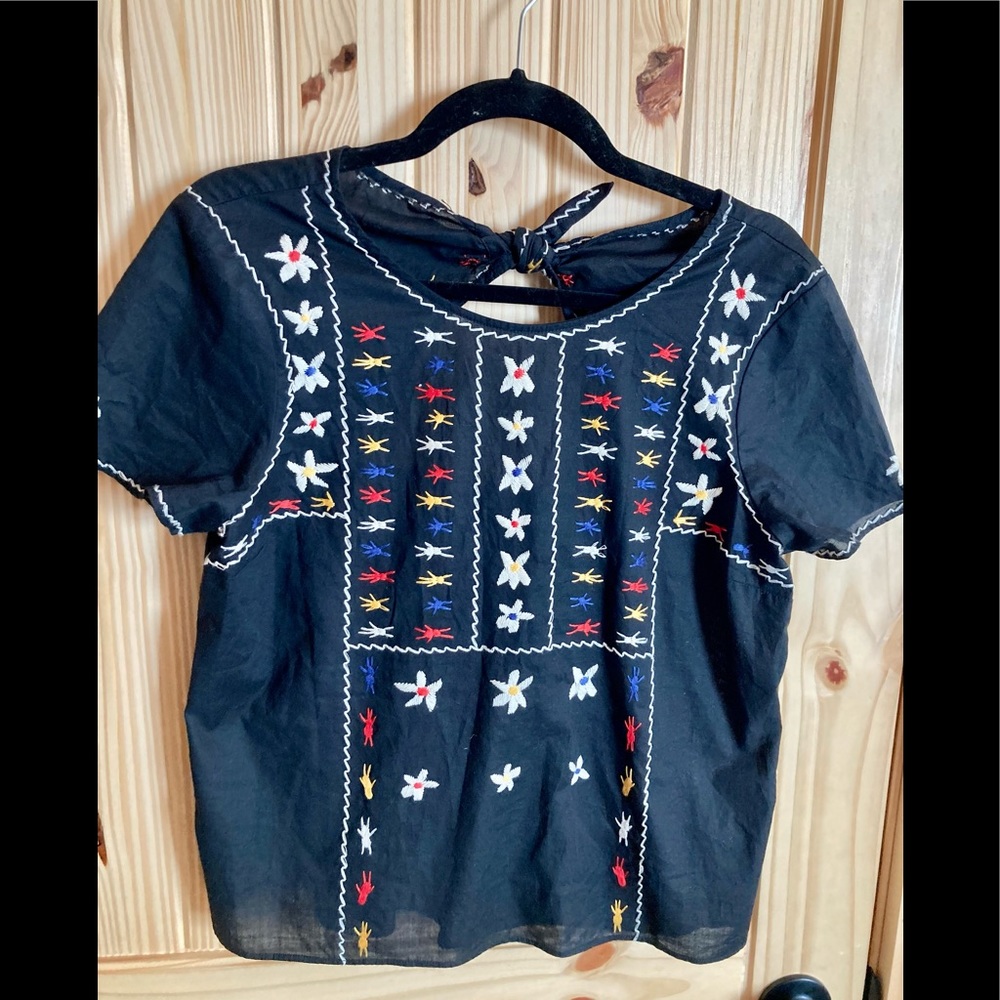 Madewell Embroidered Tie-Back Top - Small